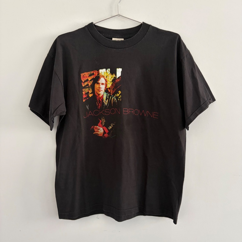 Vintage Alore Jackson Browne The Naked Ride Home Concert T-Shirt Black Large